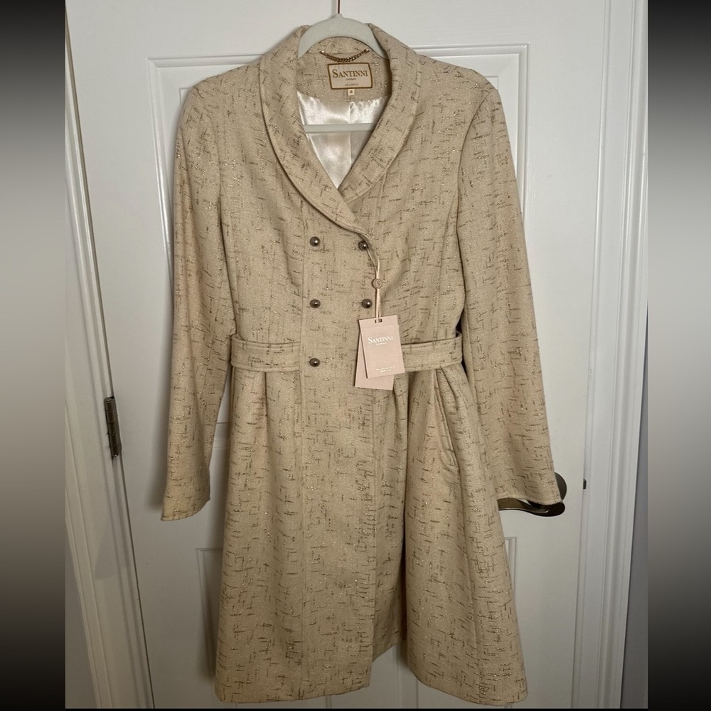 NWT Santinni Couture Limited Edition Double-Breasted Kennedy Coat